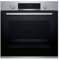 Bosch Serie 4 HRA574BS0, Horno Multifunción con vapor añadido, A, Encastrable, 60 cm, 71 l, 7 F, Pirólisis & Asistente de limpieza, Ap. Abatible, Cristal negro/inox