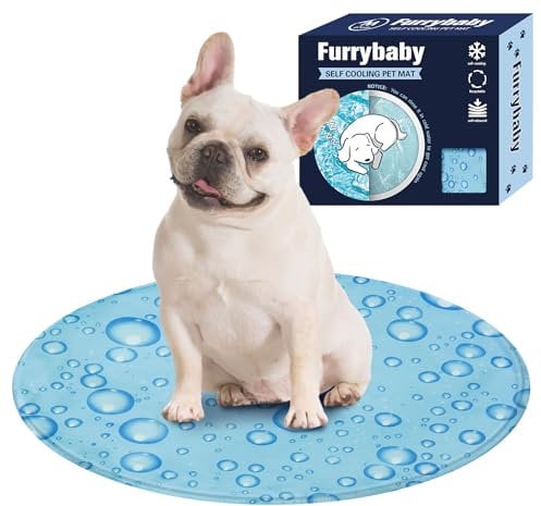 furrybaby Dog Cooling Mat, Pet Bed Dog Mat Self-Cooling Pad Cool Gel Bed Large Dog Cooling Pads Mats, No Need to Refrigerate or Freeze, Apply Indoors Outdoors Car(Circle Droplets 47cm)