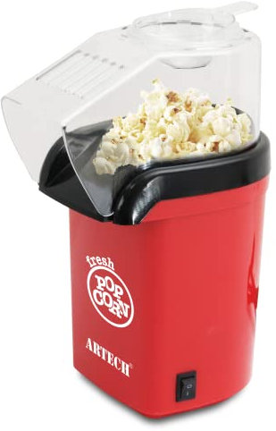 Artech Popcorn Maker 1200W / Hot air technology/Delicious popcorn at home in minutes/Healthy snack - preparation without oil / 270 ml/Measuring cup (butter melter) & 6 free popcorn bags included