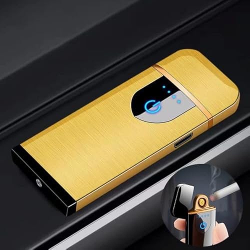 Deluisho Accendino elettrico ricaricabile USB, accendino elettronico ad arco, antivento, durevole, oro