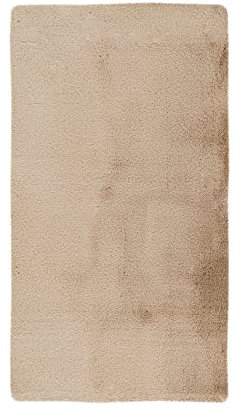 Qiyano Badematte Rutschfester Badvorleger 50 x 90 cm Creme-Beige Badezimmer-Teppich rutschhemmend waschbar weiches Badteppich Duschvorleger für Badewanne Dusche, Farbe: Beige, 50 x 90 cm