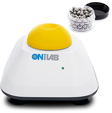 ONiLAB Mini Vortex Mixer mit Touch Funktion, Labor Mischen, Nagellack, Wimpernklebstoffe und Acrylfarben Mischen, Labor Vortex mit stabiler Aluminium Gussbasis, 120pcs 7/32in Mischkugeln, Gelb…