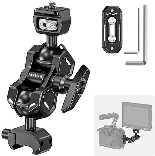 NEEWER Flexible Articulating Magic Arm with Dual Ball Heads, Quick Release NATO Clamp & 48mm NATO Rail and 1/4 Screw with Retractable Pin, Camera Monitor Mount Compatible with SmallRig Cage, UA011