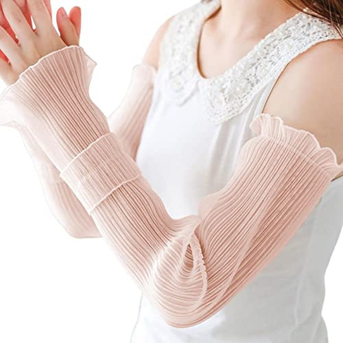 1 Paar Arm-UV-Ärmel, Ultradünne Spitzenärmel Für Damen, Coole Tüll-Lange Sonnenarmabdeckungen, Visier-Armstulpen, Atmungsaktiv Und Schnell Trocknend, Geeignet Zum Fahren, Laufen Usw