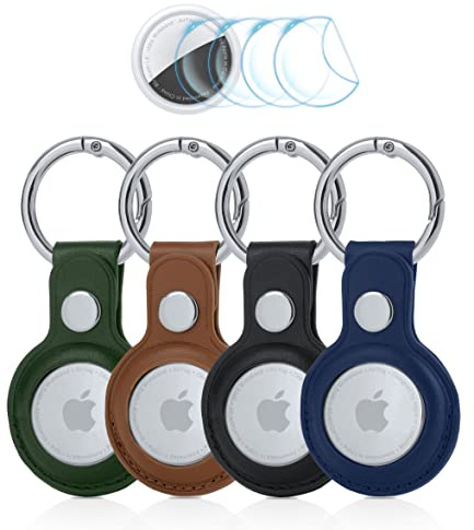RECKNEY AirTag Schlüsselanhänger für Apple Airtags-Halter, schützende PU-Leder, Airtags-Schutzhülle, Airtag-Schlüsselring, kompatibel mit Apple New AirTag (4)