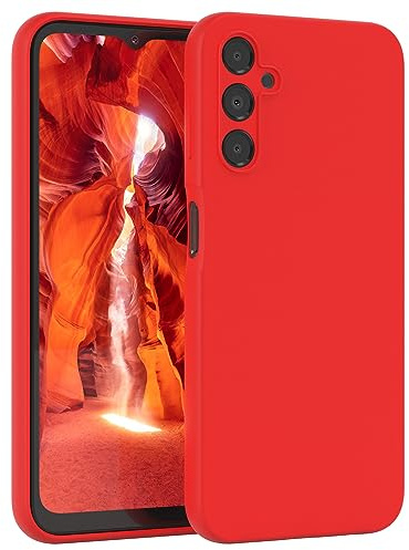 EAZY CASE Premium Silikon Handyhülle kompatibel mit Galaxy A14 5G Slimcover mit Kameraschutz und Innenfutter, Silikonhülle, Schutzhülle, Bumper, Handy Case, Hülle, Softcase, Rot
