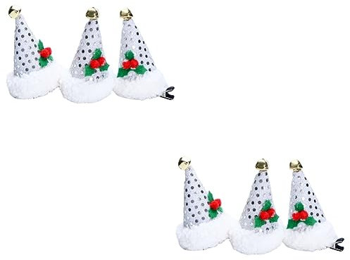 Amosfun Haarklammer Weihnachtsmuetze 6 Stk Weihnachtsmütze Haarspangen Weihnachtshaarnadeln Pailletten Haarspangen Haarkrokodilklemme Weihnachtsdekoration Weihnachten Hut