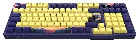 Dark Project 98 Sunset Mechanische Gaming-Tastatur | ISO Mehrsprachig | Hot-Swap | G3MS Saphirgefettete Schalter | Gefettete Stabilisatoren | RGB | LED-Bildschirm