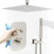 Delnet Upgraded Thermostatic Shower Mixer Set, 16 Inch Ceiling Mounted Rain Shower System Combo, Can Use 2 Functions at A Time, Brushed Nickel