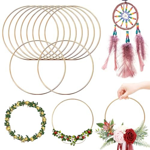 KWJEIULSOQ10Stück Metallringe Zum Basteln 10cm Metallring Schwarz,Metallringe Deko Zum Aufhängen Deko Ringe Zum Aufhängen Dekoringe Zum Hängen Kranz Trockenblumen Dekoring für DIY Hoop