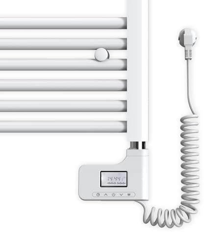 EMKE Accessoires pour sèche-Serviettes, 600W,6 Modes,Élément Chauffant pour seche Serviette radiateur Salle de Bain, avec Thermostat et Timing, Serrure pour Enfants,Blanc