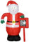 HOMCOM Papá Noel Hinchable con Cartel Navidad Hinchable con 3 Luces LED e Inflador Eléctrico Decoración Navideña para Exteriores Interiores 120x65x180 cm Multicolor