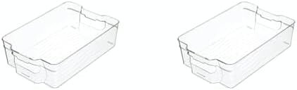 KitchenCraft KCFSTOREMED Medium Fridge-Safe Plastic Kitchen Storage Box, 31.5 x 21 x 9 cm (12.5 x 8.5 x 3.5) - Transparent (Pack of 2)