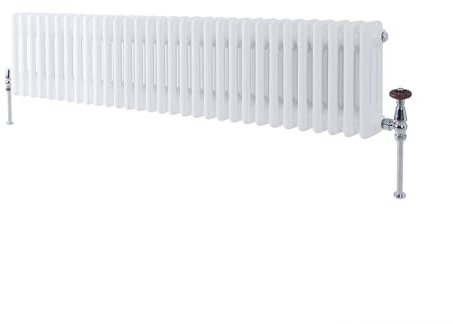 Milano Windsor White Cast Iron Style Horizontal Triple Column Radiator - 300mm x 1415mm