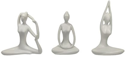 Glas Art handmade 3er Set aus schönen Yoga Figuren Dekofigur für Yoga Pilates Meditation Wohnzimmer Esszimmer (Weiß, 15x18cm)