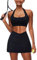 Navneet Tennisrock Damen Sport Set Zweiteiler Rock Crop Top Sommer Outfits Two Piece Gym Set Gym Set Sportset Schwarz M