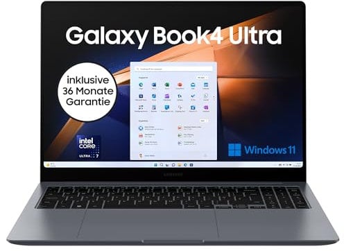 Samsung Galaxy Book4 Ultra Notebook, 16-Laptop, Intel Core Ultra 7, 16 GB RAM, 512 GB, Moonstone Gray, 3 Jahre Herstellergarantie [Exklusiv auf Amazon]