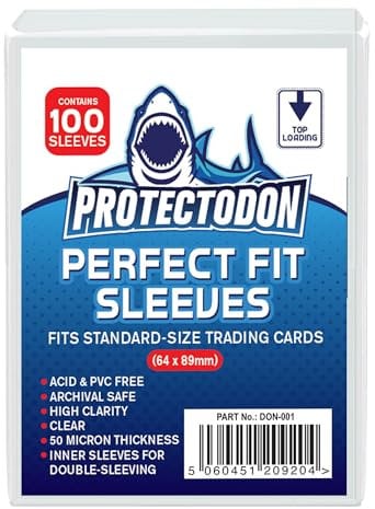 Protectodon Perfect Fit Trading Card Sleeves – Pack of 100 – High-Clarity Clear Inner Sleeves for Double-Sleeving (100 Pack)