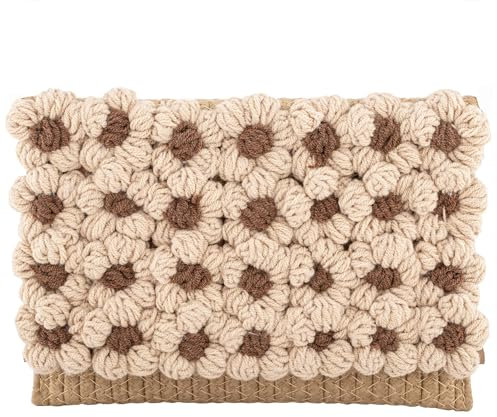Faletony Damen Strohtasche Kleine Bunte Blumen Strandtasche Sommer Umhängetasche Crossbody Bag Handgewebte Basttasche Korbtasche für Arbeit Reise Party Hochzeit Outdoor (Stil 4)