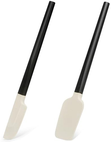 Silicone Mini Flexible Jar Spatulas, 9-Inch, Wood Handle