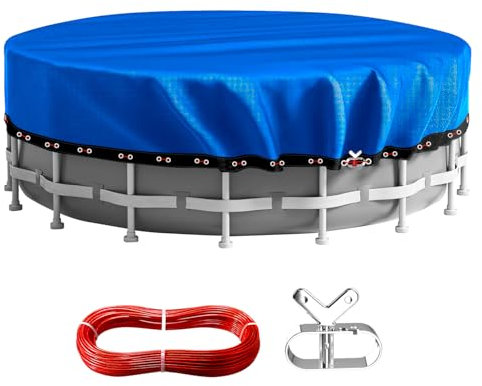 Bâche de piscine ronde de 4,5 m – Bâche solaire pour piscine hors sol – Résistante au froid et aux UV – Protection contre les intempéries – Treuil et câble Aibiley
