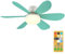 RuiDay Ventilador de techo con luz, 52cm 40W Luz de Ventilador de techo en forma de flor LED, Con mando a distancia, base E27, 3 tonos, brillo Regulable,Tres velocidades del viento (Azul)