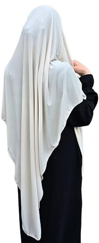Yaqeen Jersey Khimar Langer Hijab für Muslima, Diamantschliff, Kopftuch, Lycra, Gebetskleid, muslimische Schals, beige, One size