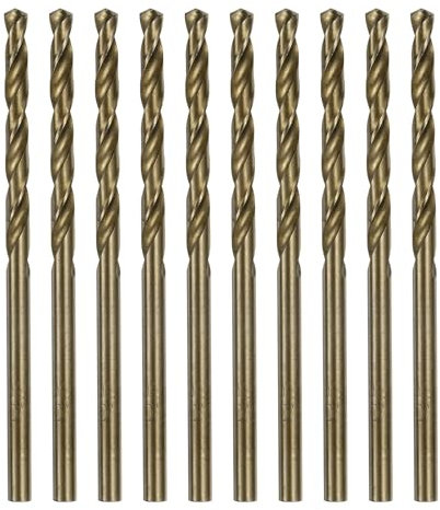 QUARKZMAN 10 Stück Metallbohrer 3mm, M35 HSS Cobalt Spiralbohrer Werkzeug für Edelstahl, Kupfer, Holz, Kunststoff und andere harte Materialien