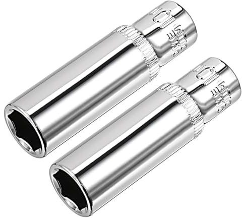 TOP-VIGOR 2Pcs 1/4 Inch Drive 10mm 6-Point Deep Socket, Metric, Cr-V Drive Socket for Auto Repairing and Household