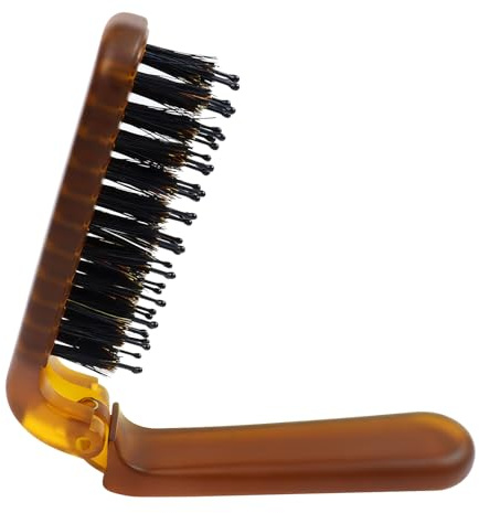 Travel Folding Hair Brush - Portable Pocket Boar Bristle Brush for Men, Women, and Kids - Restore Shine to Thin, Thick, Curly, Straight, Wet, Dry Hair