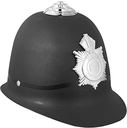KONTONTY 1stk Polizeimütze Polizeihut-dekoration Hüte Outfit Partykostüme Offiziersmütze Kostüm Mütze Britische Bobby-mütze Party-kappe Polizistenkostüm Für Männer Cosplay Plastik Black