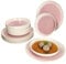 MamboCat Reactive Glaze Paris Service de table 12 pièces - Crème et rose - Vaisselle en faïence pour 6 personnes - 6 assiettes creuses de 400 ml et 6 assiettes plates