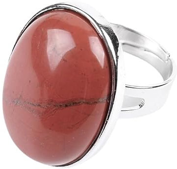 DyLyz Boho Oval Roter Jaspis Stein Ringe Vintage Hand Geometrischer Chakra Ring Natürlicher Edelstein Kristall Geburtsstein Ring Statement Verstellbare Ringe Für Party Urlaub