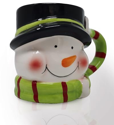 Schneemann Weihnachtstasse | handbemalte 3D Keramik Tasse | Für Weihnachten, Nikolaus, Adventskalender, Wichteln | Weihnachtliche Deko, Weihnachtsdeko | Christmas Kaffeetasse 400 ml (Schneemann)