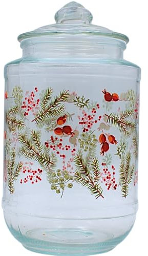 Dekohelden24 XL Vorratsdose, Aromadose, Vorratsglas, Frischhaltedose, Glasbehälter mit Weihnachtsmotiv, H/Ø: 24 x 12 cm, Fassungsvermögen 2 Liter pro Glas, Lieferumfang 1 Vorratsglas.