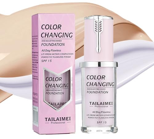Warm Foundation Color Changing,SPF 15 Ganztägige Flawless Concealer Foundation Make-up,Beathable & Light Liquid Foundation Make-up,Waterproof Purple Foundation für Dunkle Hauttöne