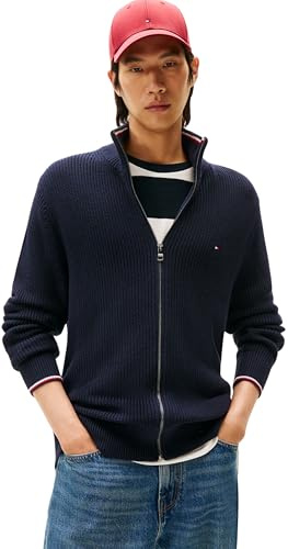 Tommy Hilfiger Men's RWB Rib Zip Through Mw0mw41517 Zip Through Sweater (Pack of 1)