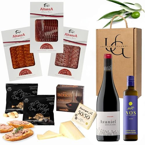 UNIVERSO GOURMET | Exklusive Gourmet-Geschenkbox | Rotwein g.U. Ribera del Duero | Natives Olivenöl Extra | Iberische Bellota-Wurstspezialitäten | Ibérico-Schinken & Schafskäse | Präsentkorb