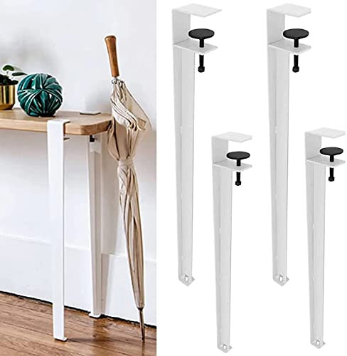 TWHZSAI Verstellbare Tischbeine aus Metall mit Klemmhalterung für DIY-Möbel, einfache Montage ohne Bohren, Couchtischbeine mit Bodenschoner, F-förmige Stangenbeine für Konsole oder Esstisch (76 cm,