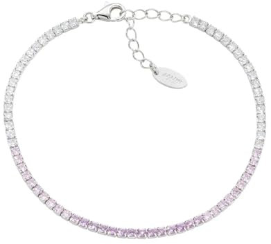 Amen Bracciale unisex collezione Tennis. Gioiello realizzato in argento 925 di colore rodio e zirconi multicolor rosa e bianchi. Lunghezza: 16 + 3 cm. La referenza è BTDEBRO16