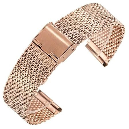 YBAAKZIIR Bracelet en Acier Inoxydable, Bracelets de Montre 18 mm, 20 mm, 22 mm, 24 mm, Bracelet en Maille d'acier Inoxydable(Rose Gold,18mm)