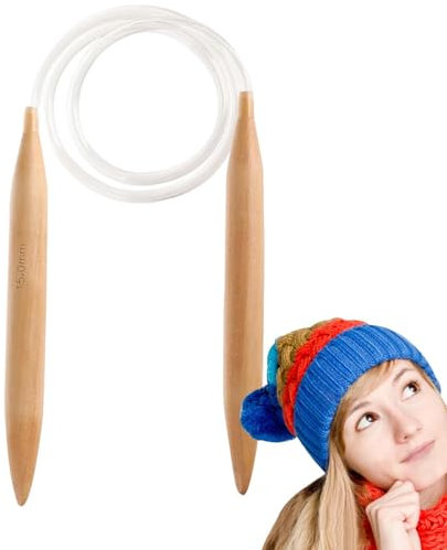 Aiguilles à tricoter en bois - Aiguilles circulaires en bois naturel - Baguettes à tricoter extra larges pour pull, écharpe, chapeau, couverture, artisanat de fil