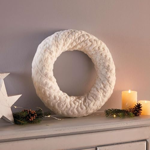FRANK FLECHTWAREN Kranz Kuschelstrick, 100% Polyester Maße: Ø 40 x 7 cm, Innen-Ø 21 cm