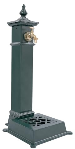 Wassersäule Garten Metall Wasserzapfsäule, Vintage Außenwasserhahn mit Abnehmbares Gitter, Wasserzapfstelle Auslaufhahn Wasserentnahmestelle für Parks Bauernhöfe Schulen, Grün