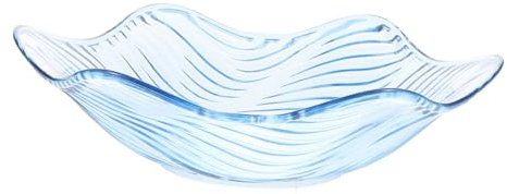 MOTHNUR Piatto Frutta Plastica Blu Effetto con Design Fiore Ondulato Ciotola Snack e Vassoio per Frutta Biscotti e Verdure