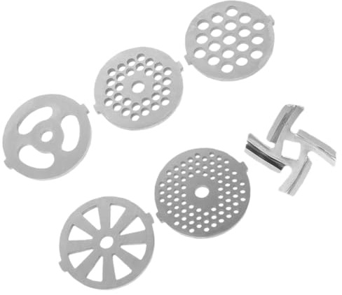 BAZEITFLOW 6 Stück Edelstahl Fleischwolf Messerset mit 7mm 83mm Lochscheiben Präzisions Wurstfüllscheiben Zubehör für Hausgebrauch und Küchen Fleischwölfe