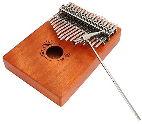 17 Key Kalimba Thumb Piano | Mahogany Wood with Floral Pattern | Portable Finger Instrument for Beginners/Travel/Relaxation | Easy Play, Long Sustain