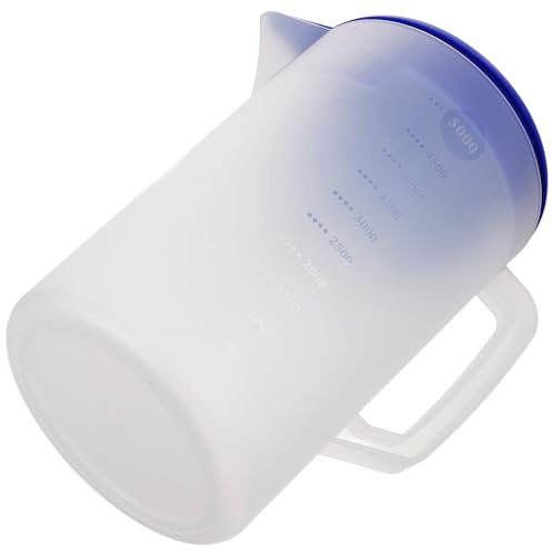 TOYANDONA Pichet Plastique 5l avec Poignée Ergonomique, Pichet D'eau de Restaurant à Surface Mate avec Couvercle Anti-poussière, Gradué et Multifonction pour Thé Froid, Lait, Boissons