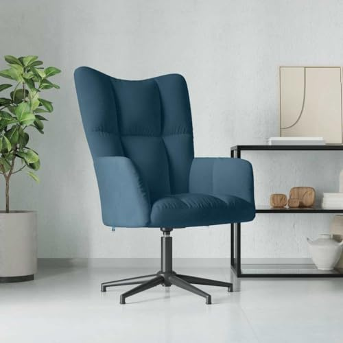 SooIarix Relaxsessel Blau Samt, drehbarer Polstersessel mit Kreuzfuß, 360° drehbarer Loungesessel aus 100% Polyester, Stabiler Ohrensessel für Schlafzimmer und Wohnzimmer