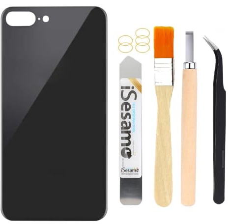 Rear Back Glass Replacement for iPhone 8 Plus 5.5 inches with Professional Repair Tool Kit (Black)